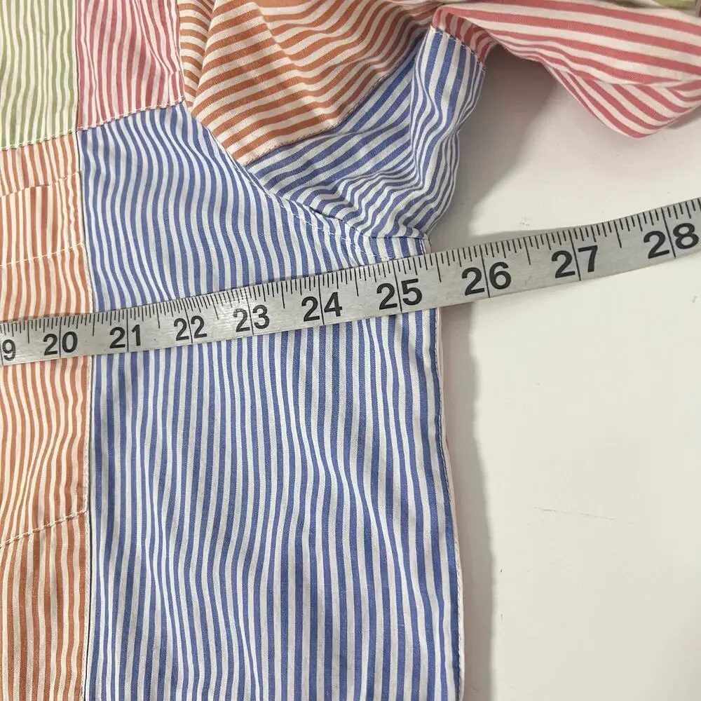 Vintage 90’s J.Crew Oarsman Tag Patchwork Button Up Shirt Mens L Tall Striped
